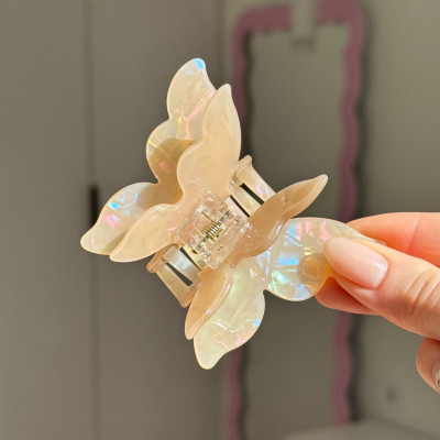 Крабик - метелик для волосся з подвійними крильцями «Лимонний»