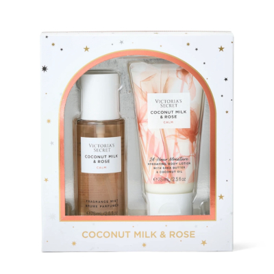 Подарунковий набір: міні-спрей та міні-лосьйон Victoria’s Secret “Coconut Milk & Rose”