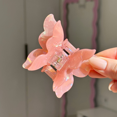 Крабик - метелик для волосся з подвійними крильцями «Кораловий»