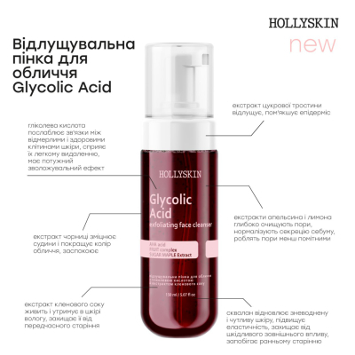 Пінка для вмивання з гліколієвою кислотою HollySkin